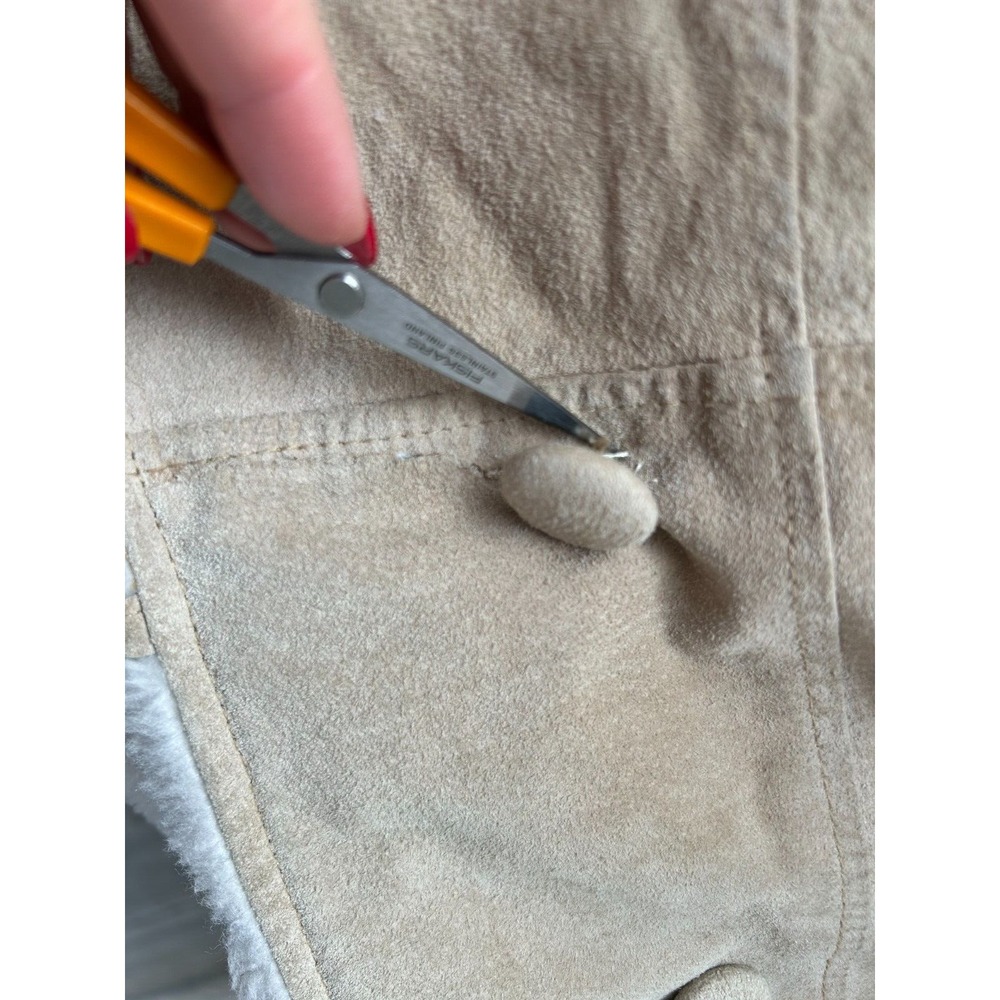 Vintage Fitz Wright Leather Suede Faux Shearling Coat Shawl Collar Size Large - Picture 13 of 16